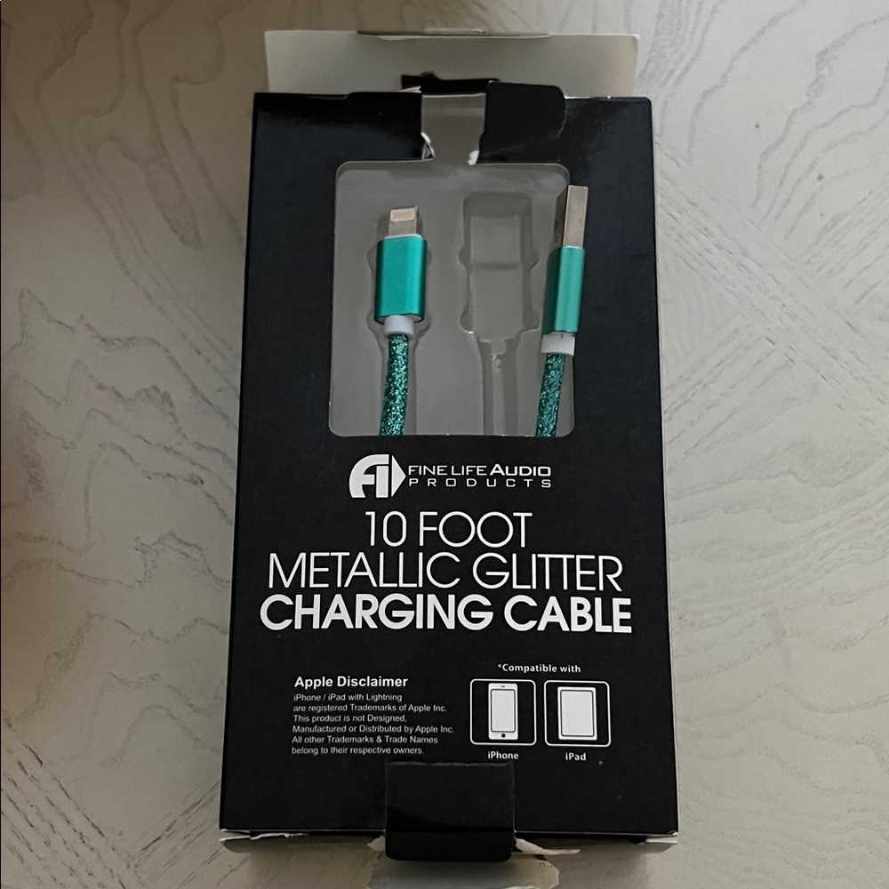 10 foot USB metallic glitter charging  cord